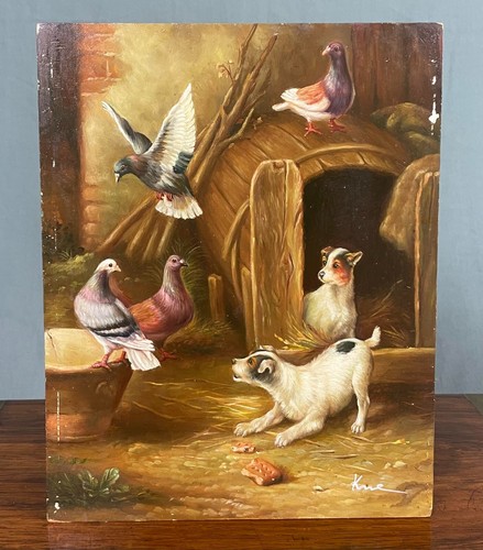 Dipinto olio terrier - , e