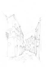 MANDURIA, verso san benedetto, disegno a matita, puglia salento vino primitivo