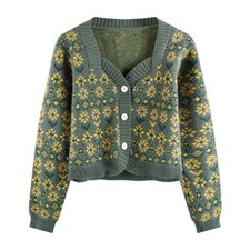 Vintage Women Floral Sweater