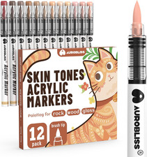 Pennarelli Acrilici Toni Della Pelle Punta Morbida, 12 Pennarelli Acrilici per S