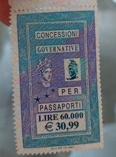 CONCESSIONI GOVERNATIVE x PASSAPORTO - Marca bollo Euro 30,99  - VINTAGE