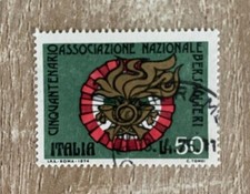 Francobollo Italia 50 Lire CINQUANTENARIO ASS. NAZIONALE BERSAGLIERI giugno 1974