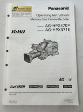 Videocamera Panasonic AG-HPX370P / AG-HPX371E Istruzioni Uso Manuale Proprietario