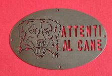 Targa Targhetta Cartello "ATTENTI AL CANE" ferro Disegno Australian Shepher 1759