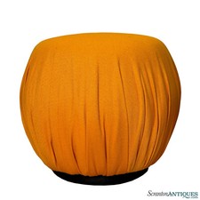 Pouf pouf ovale rotondo in tweed arancione grande metà secolo