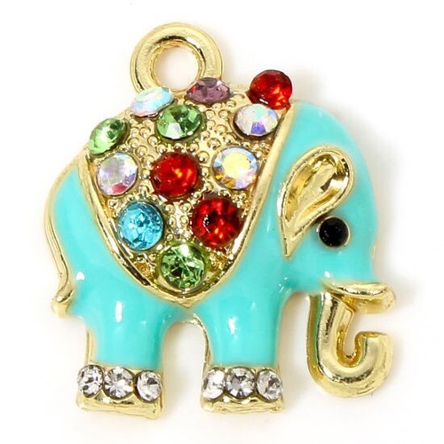 Charm elefante blu turchese - elefante,