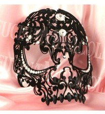 Maschera veneziana teschio in metallo con Swarovski made in Italy indossabile