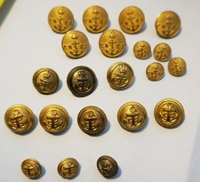 WW2 LOTTO 21 BOTTONI REGIA MARINA ROYAL NAVY DA GIACCA UFF. S/UFF. METALLO DORAT