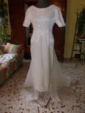 ABITO DA SPOSA VINTAGE IN RASO E PIZZO COLOR AVORIO MARCA ROBELLA SPOSE N° 8