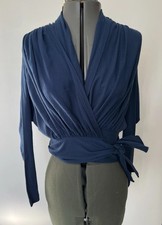 Kenzo Paris vintage anni 80 lana marina avvolgente laterale designer taglia M adatto UK 8-10