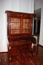 Libreria con piano scrittoio Francese Stile Impero in legno di Palissandro XIX
