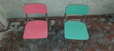 2 sedie in formica/metallo anni 70 da bambino scuola asilo NO SPEDIZIONE vintage