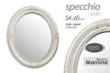 SPECCHIO OVALE IN LEGNO BIANCO