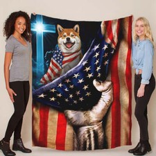 Carino Akita Inu cane bandiera