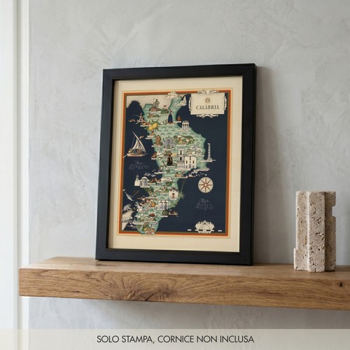Mappa illustrata calabria - mappa,