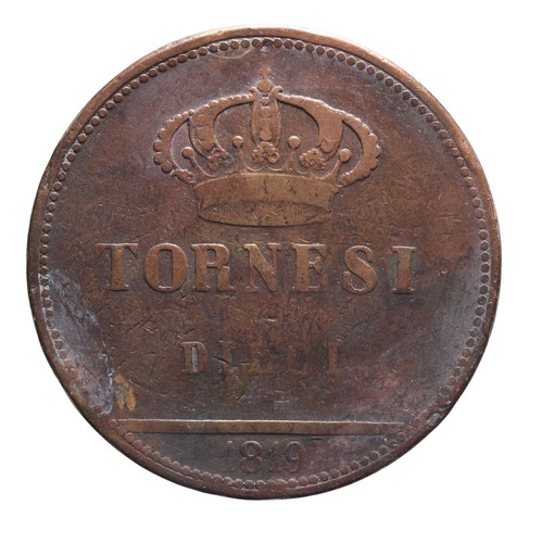 Napoli 10 tornesi 1819 - dn,