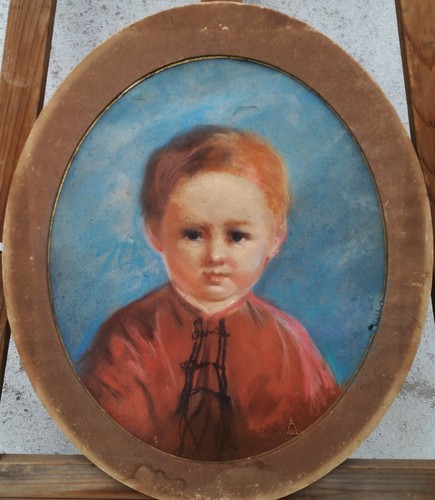 Dipinto antico bambino datato - dipinto,