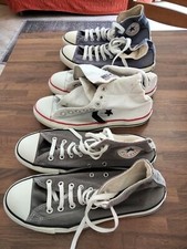 N° 3 PAIA DI SCARPE CONVERSE ALTE ALL STAR TAGLIA 8 1/2-42 USATE PER COLLEZIONI.