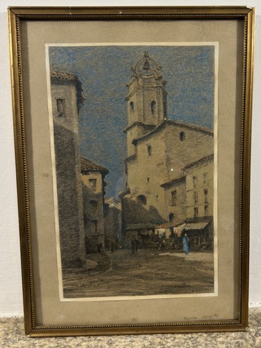 Fusain gouache firmato - fusain,