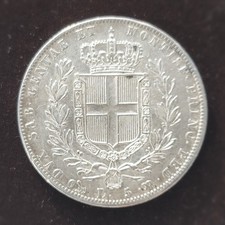 1844 5 LIRE GENOVA CARLO ALBERTO REGNO DI SARDEGNA
