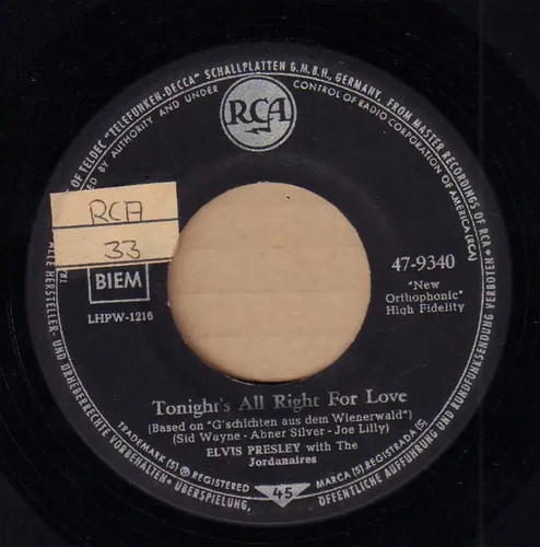 Elvis presley 45 - elvis, 7''