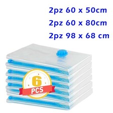 6 Sacchetti Sottovuoto Buste Vestiti Per Piumoni Sacchi Salvaspazio varie misure