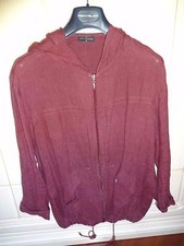 GIUBBINO DONNA GIACCA DONNA CON CAPPUCCIO 44 PURO LINO 100% LINO BORDEAUX ESTIVO