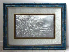 🟢  GRANDE QUADRO SBALZATO A MANO CON CORNICE IN LEGNO-M-755