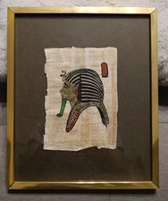 QUADRO CON PAPIRO RAFFIGURANTE FARAONE EGIZIO - VINTAGE DA COLLEZIONE