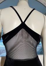 Maxi abito vintage anni 90 Betsy & Adam W taglia 6 nero velluto rete spalline schiena capriccioso