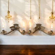 Coppia Antichi Candelieri Candelabri Art Nouveau Da Pianoforte 1895-1910