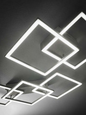 Afrodite grande plafoniera led 40w triplo quadrato dimmerabile bianco oro titani