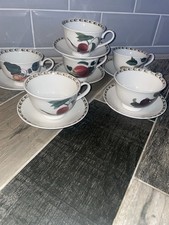 6X HOOKER'S HOOKERS FRUTTA REGINA COLAZIONE TAZZA E PIATTINO TAZZE PIATTINI EX.COND