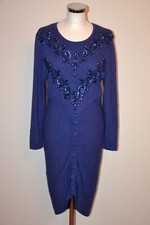 VESTITO VINTAGE IN MAGLIA CON PAILLETTES E PIETRE, OTTIMO STATO, TG 42 IT.