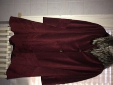 cappotto donna lana lungo elegante ampio in pelle scamosciata bordeaux 