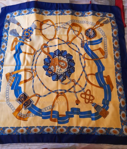 Foulard vintage blu - blu, crema