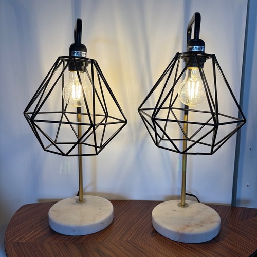 Marble base lamps pair