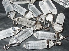 - Ciondolo Pietra Cristalloterapia - punta biterminata - CRISTALLO DI ROCCA