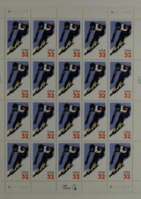 US SCOTT 3180 PANE OF 20 DOWNHILL SKIING 32 CENTS FACE MNH
