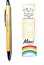 Penna Regalo Maestra in Legno Con Incisione Laser Con Segnalibro Abbinato Scatol
