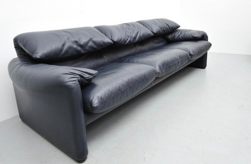 Tan leather maralunga - leather, sofa