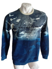 BFG JEANS Felpa da uomo Camouflage Blu Cotone Maglia Sweater Pullover Maglione L