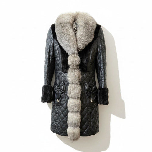 Cappotto trapuntato pelle - , di