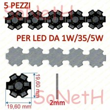 SUPPORTO DISSIPATORE IN ALLUMINIO HEAT SINK PER LED 1W 3W 5W - 5 PEZZI