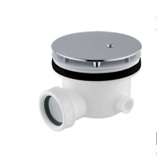 Piletta sifone con tappo cromato per piatto doccia con foro di scarico da 90 mm