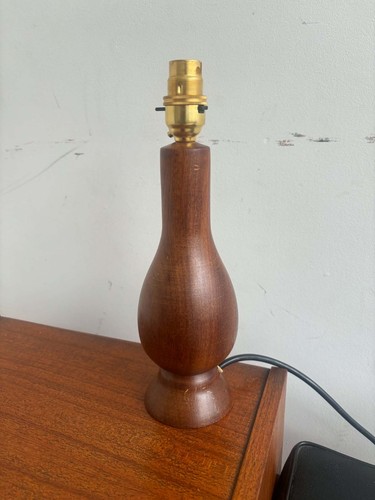 Vintage teak wood table lamp - wood,