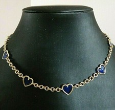 Collana vintage anni '70 con cuori smalti cattedrale oro massiccio 18k collier