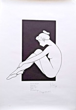 RINO FERRARI  Tecnica mista  su carta  / quadro donna    (64,0   X  44,0  cm. )