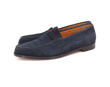 $1710 | MOCASSINO JOHN LOBB PARIS CAPRI US 12 D SUOLA IN PELLE SCAMOSCIATA BLU NAVY