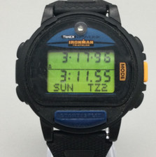Vtg Timex Ironman Data Link Watch Men 45mm Black Blue Digital 2002 New Battery